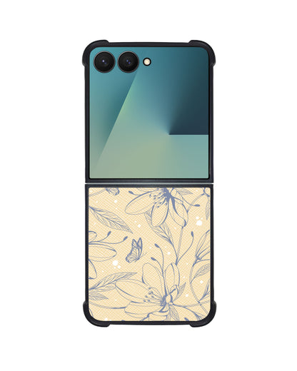 Android Flip / Fold Leather Grip - Sketchy Flower & Butterfly 2.0