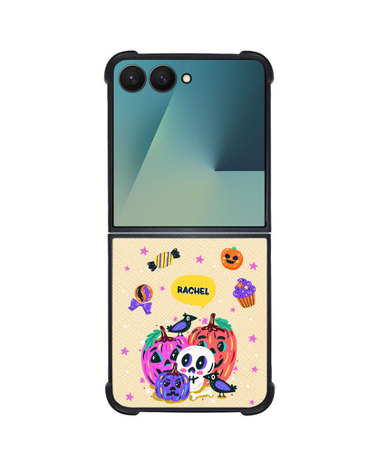 Android Flip / Fold Leather Grip - Pumpkins Monster