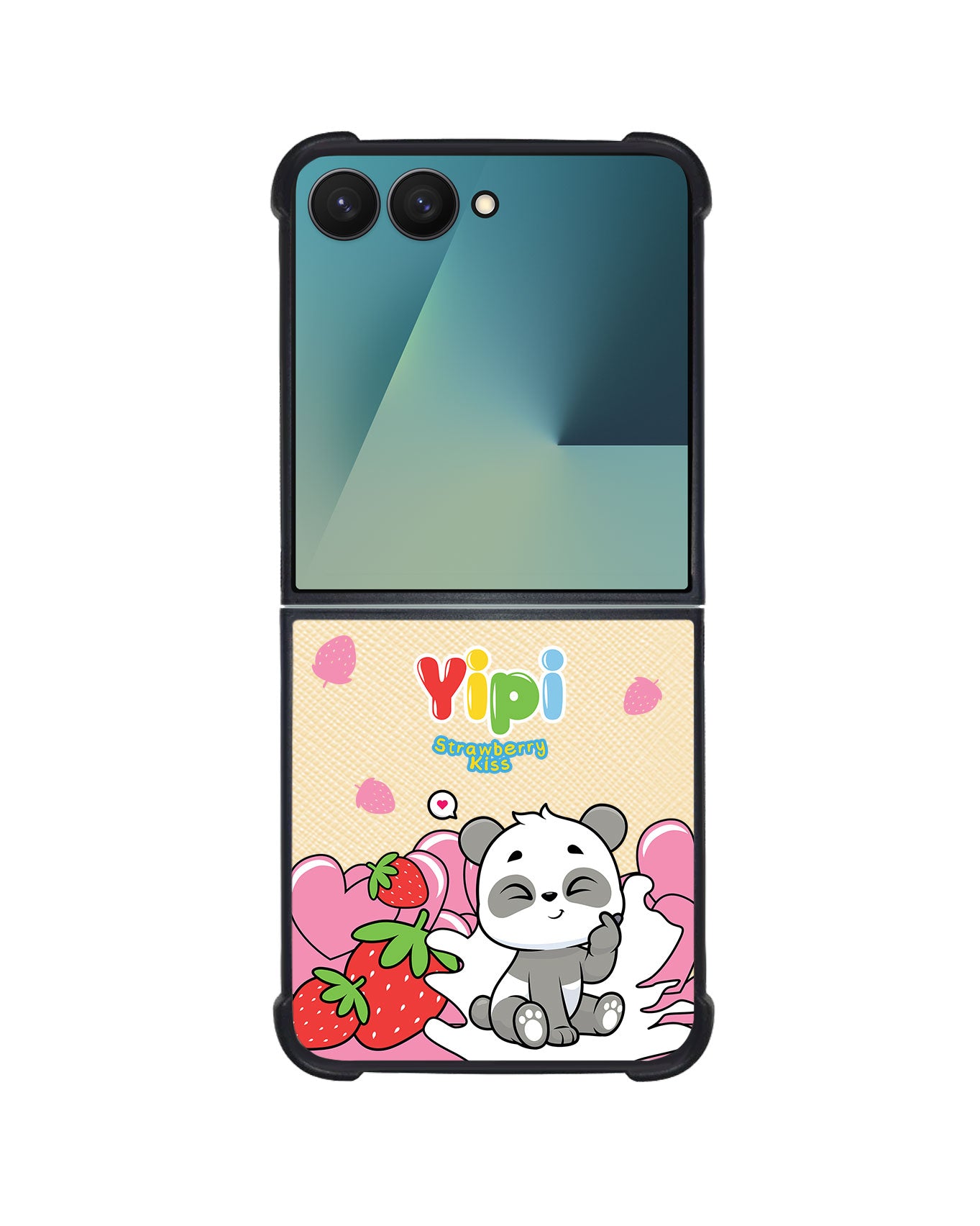 Android Flip / Fold Leather Grip - Yipi Strawberry Kiss