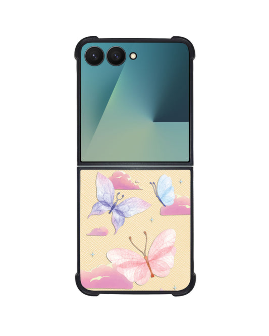 Android Flip / Fold Leather Grip - Butterfly & Clouds