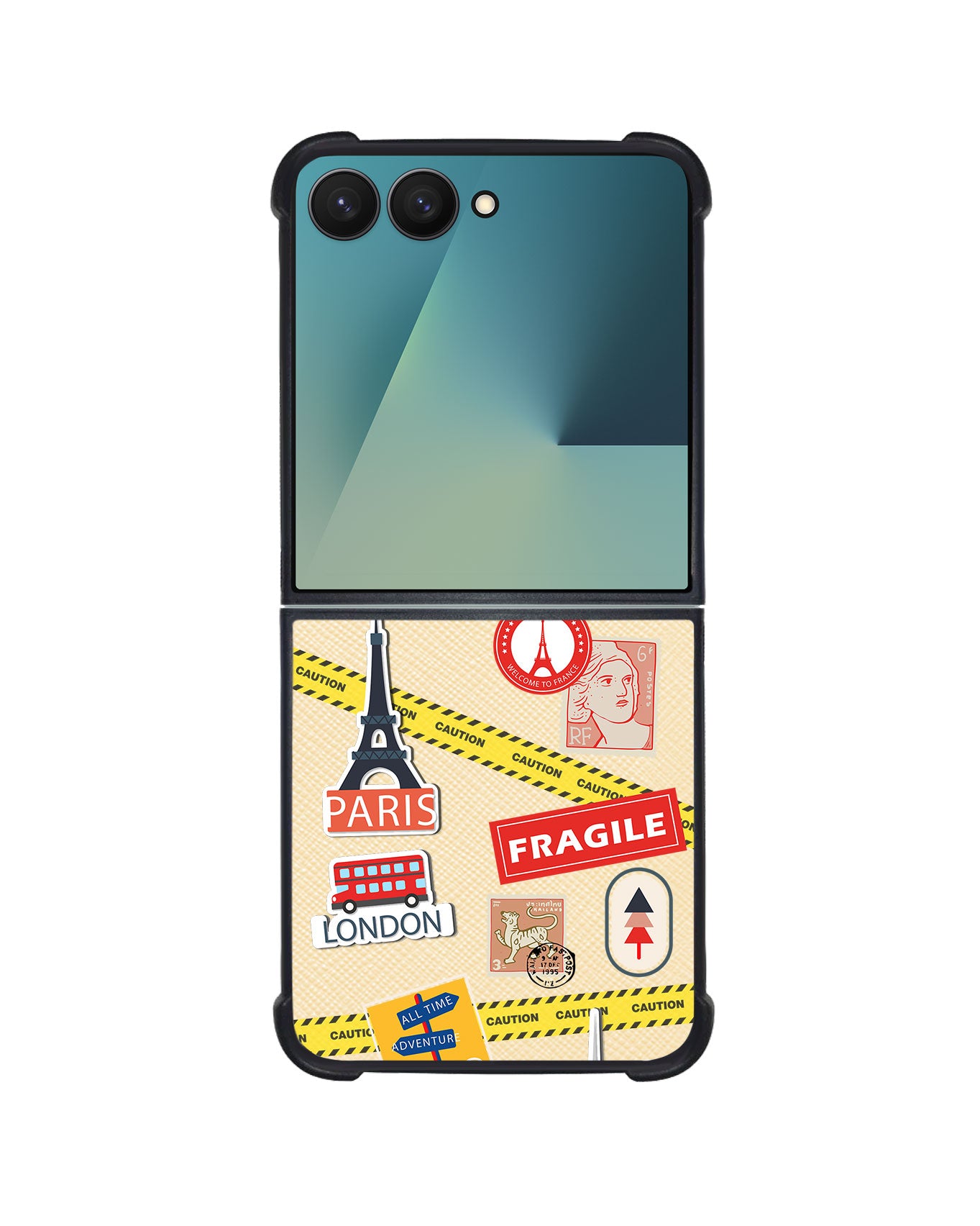 Android Flip / Fold Leather Grip - Travel Sticker