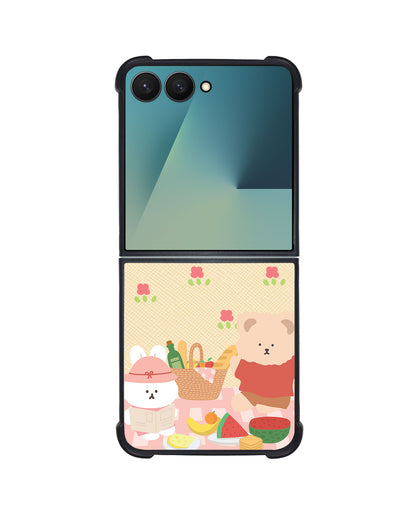 Android Flip / Fold Leather Grip - Picnic Bear Pink