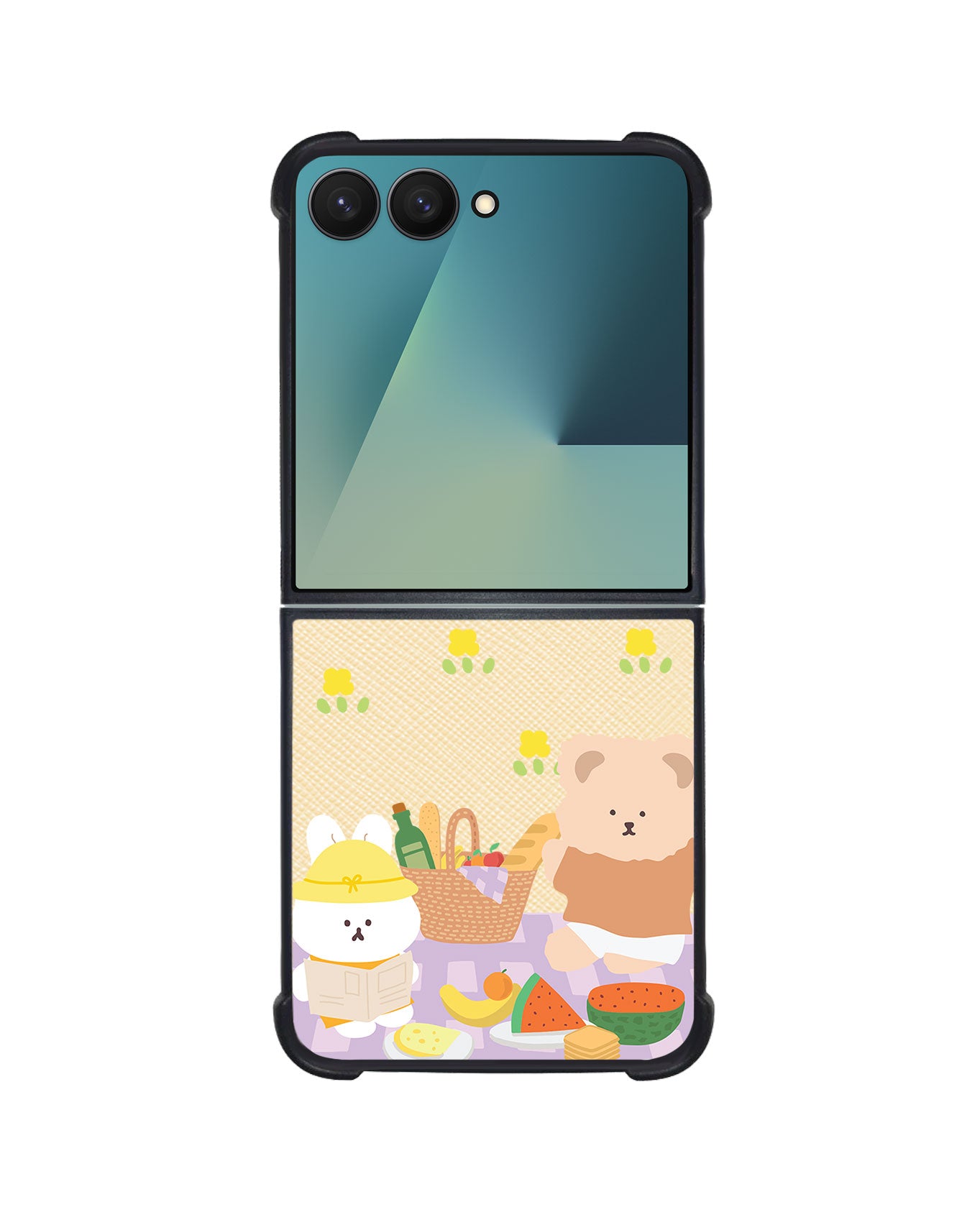 Android Flip / Fold Leather Grip - Picnic Bear Lilac