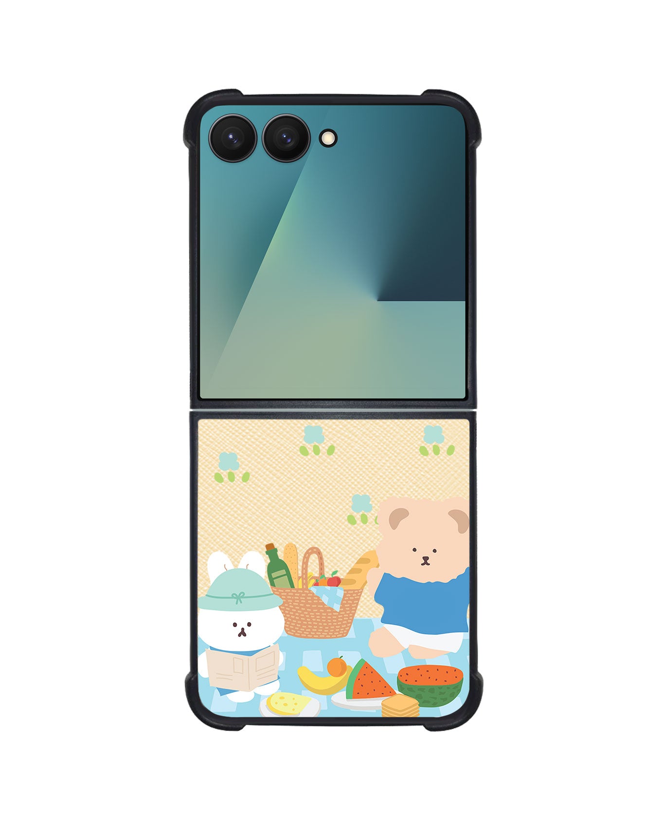 Android Flip / Fold Leather Grip - Picnic Bear Blue