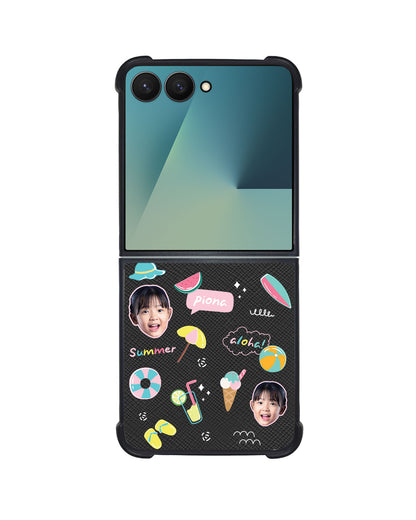 Android Flip / Fold Leather Grip - Face Grid Summer