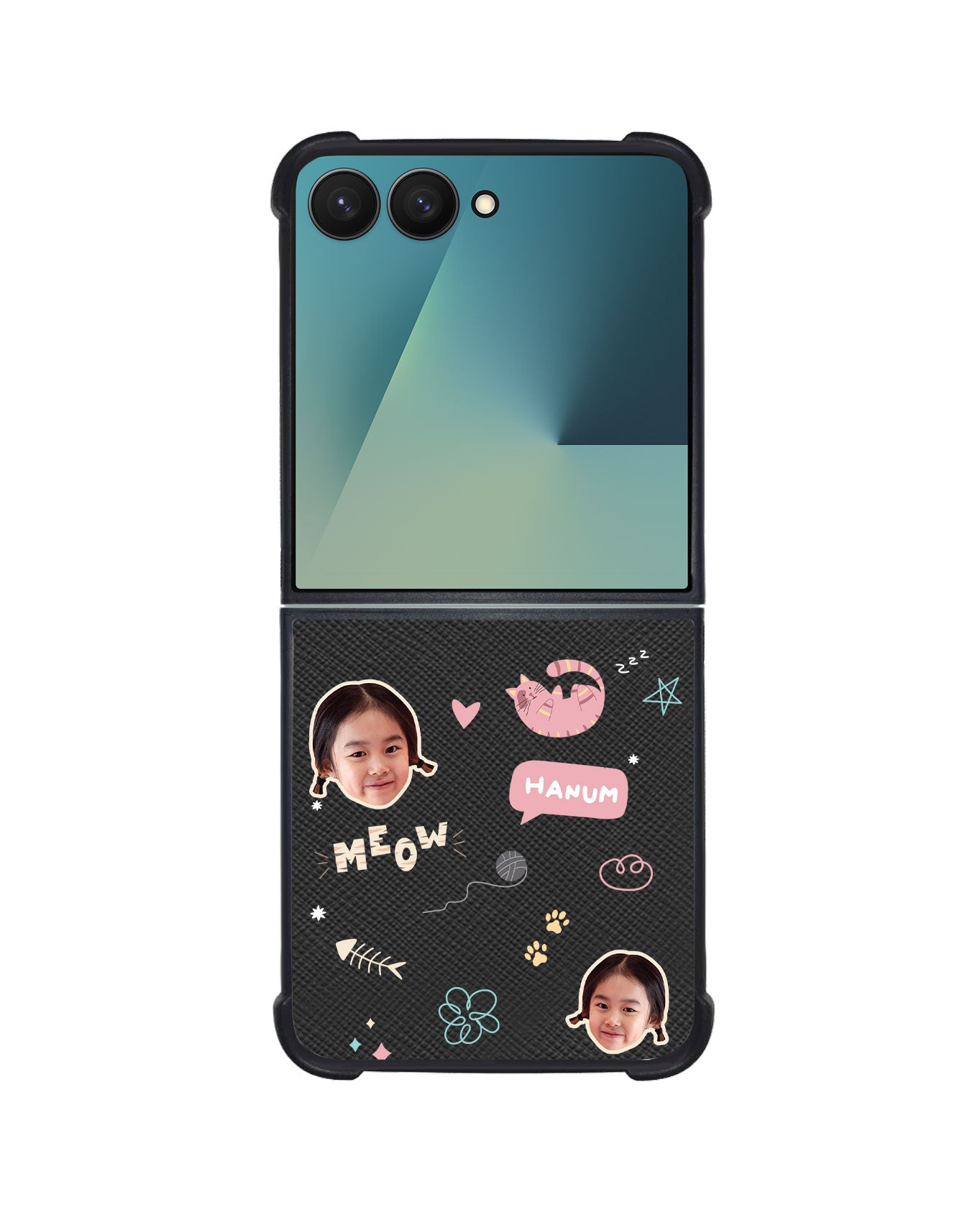 Android Flip / Fold Leather Grip - Face Grid Kitty