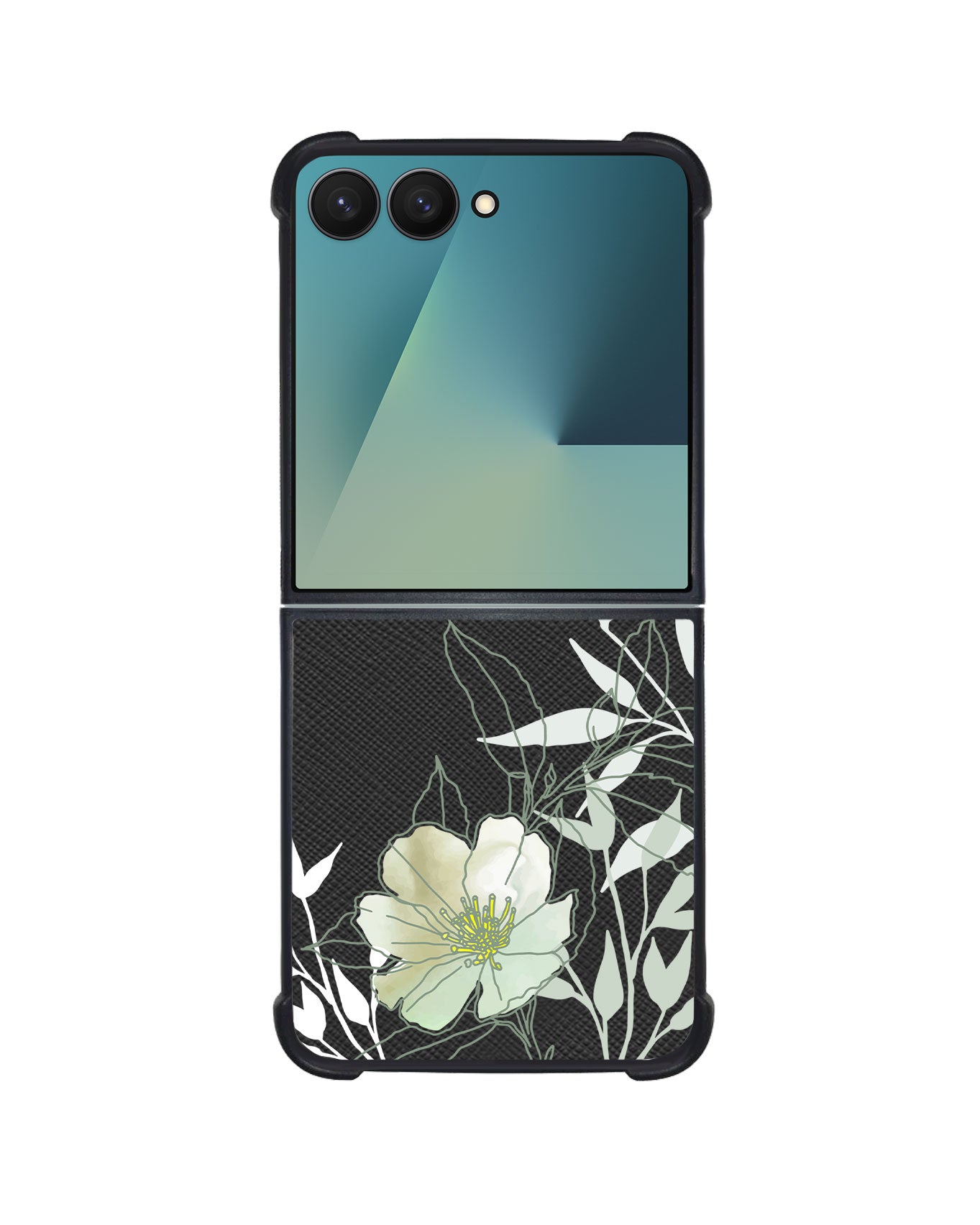 Android Flip / Fold Leather Grip - Greentmint Lily