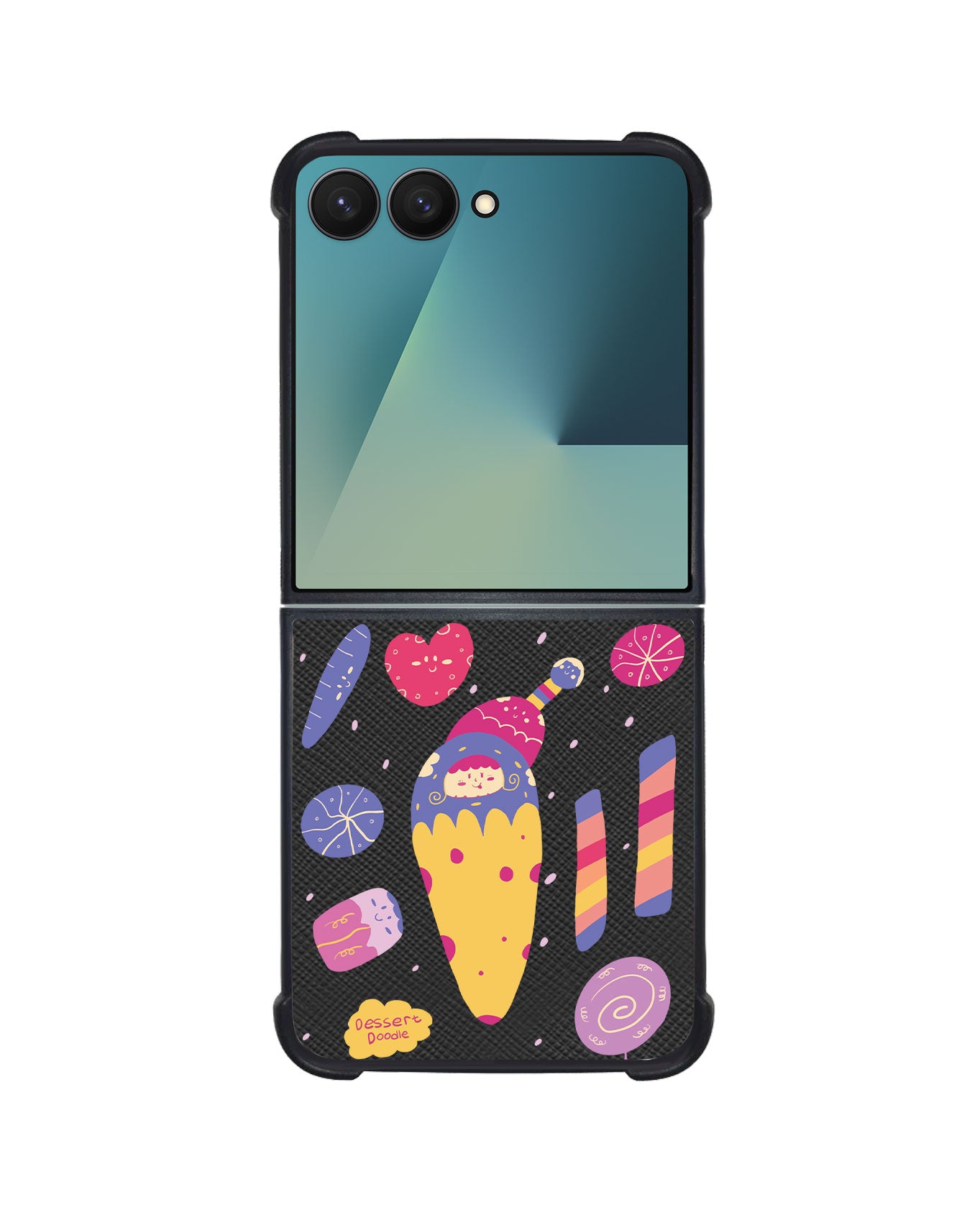 Android Flip / Fold Leather Grip - Dessert Doodle