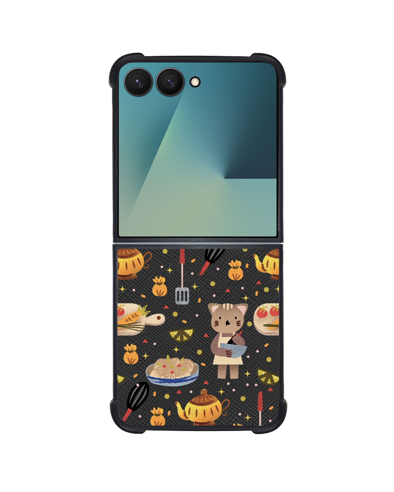 Android Flip / Fold Leather Grip - Cooking Cat