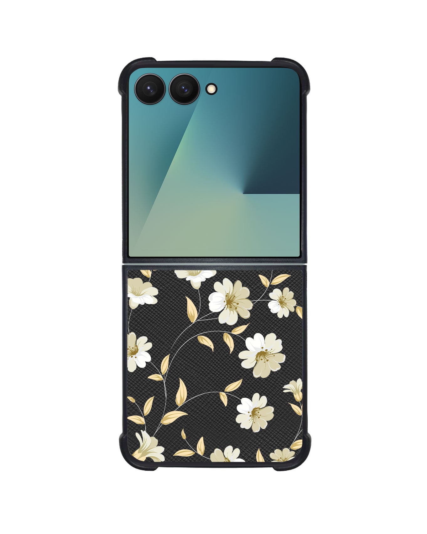 Android Flip / Fold Leather Grip - White Magnolia