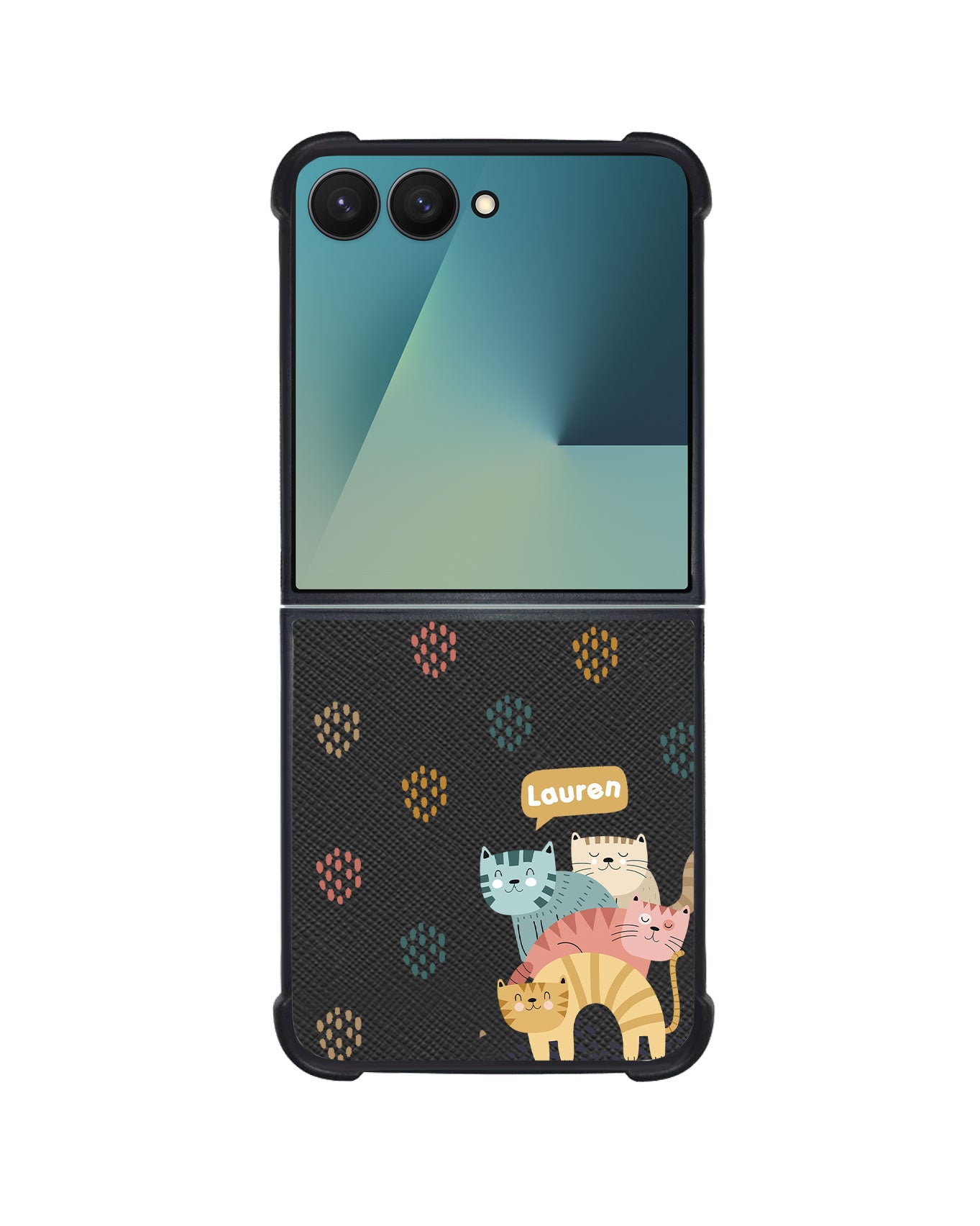 Android Flip / Fold Leather Grip - Rainbow Meow 2.0