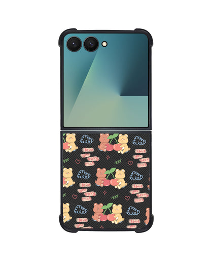 Android Flip / Fold Leather Grip - Cherry Bear