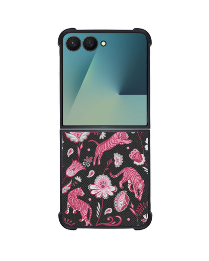 Android Flip / Fold Leather Grip - Tiger & Floral 7.0