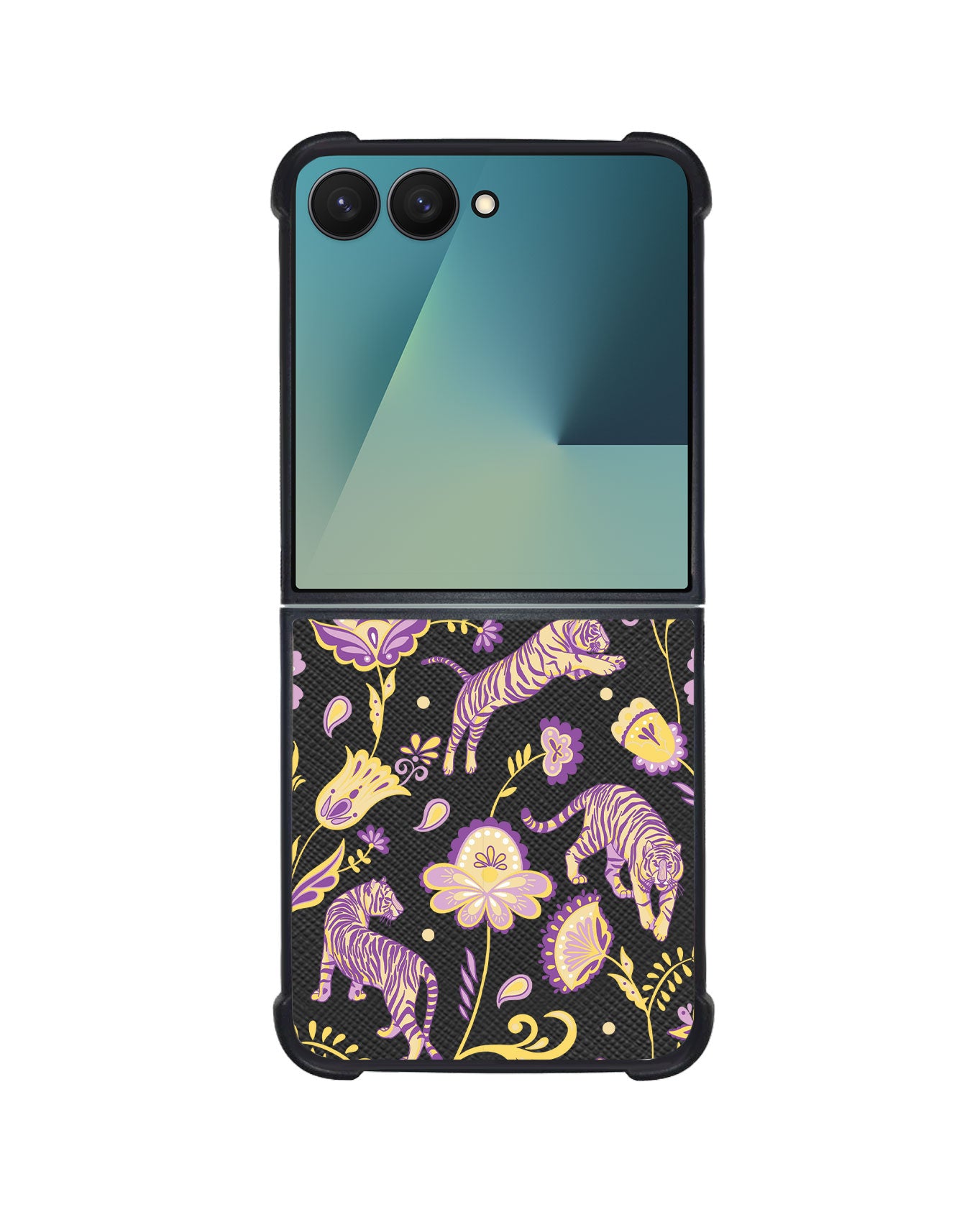 Android Flip / Fold Leather Grip - Tiger & Floral 4.0