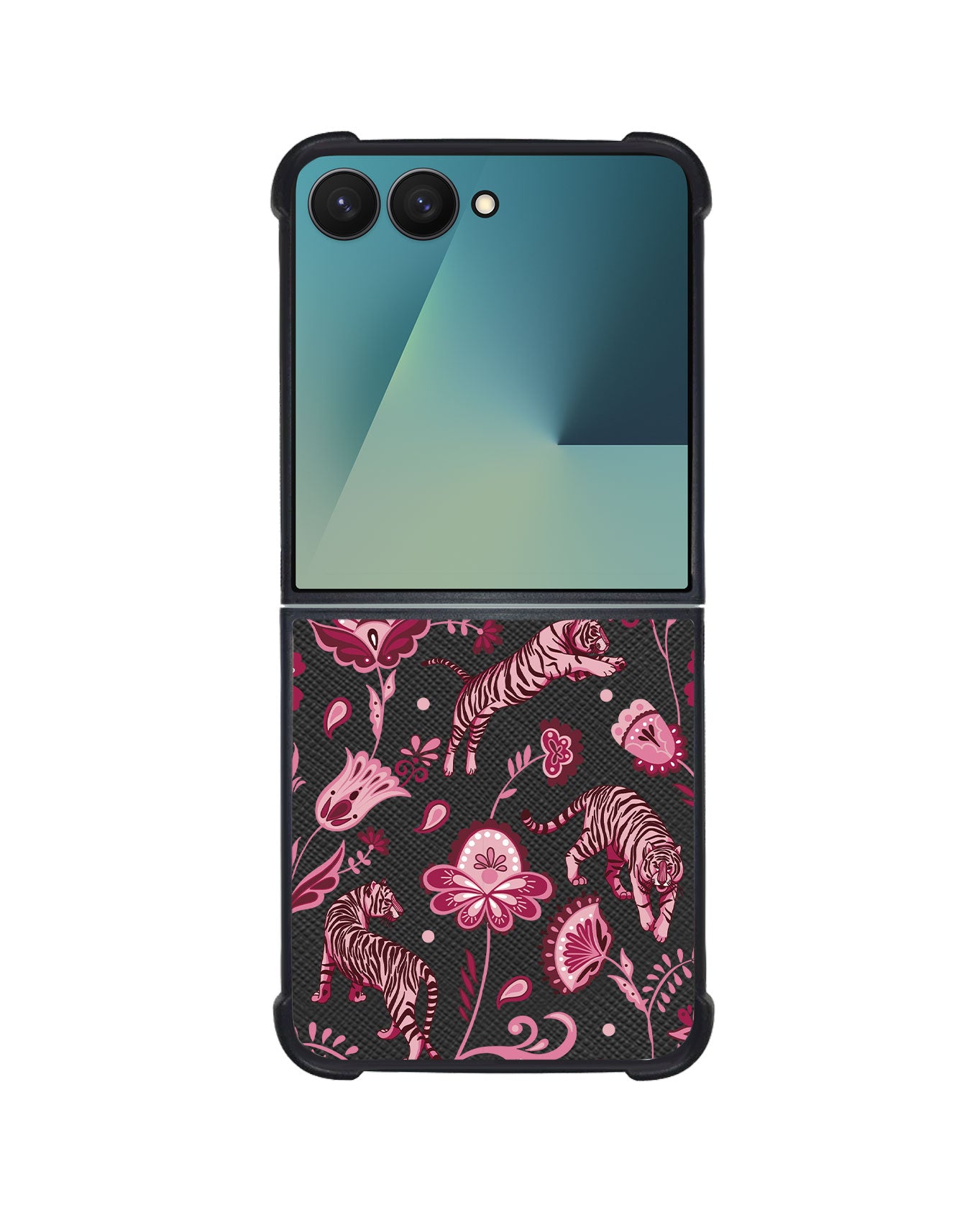 Android Flip / Fold Leather Grip - Tiger & Floral 2.0