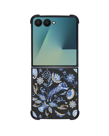 Android Flip / Fold Leather Grip - Tiger & Floral