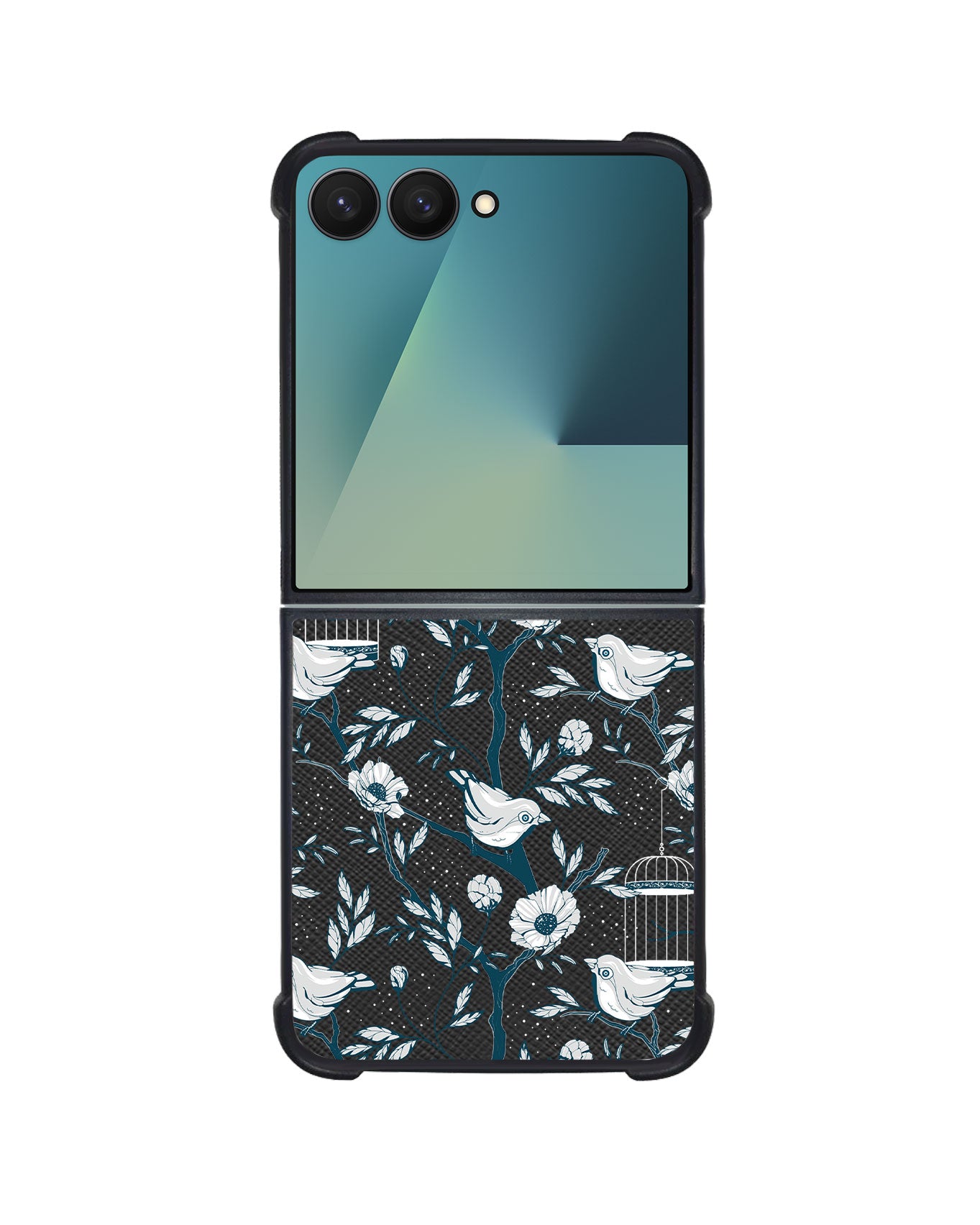 Android Flip / Fold Leather Grip - Lovebird Monochrome