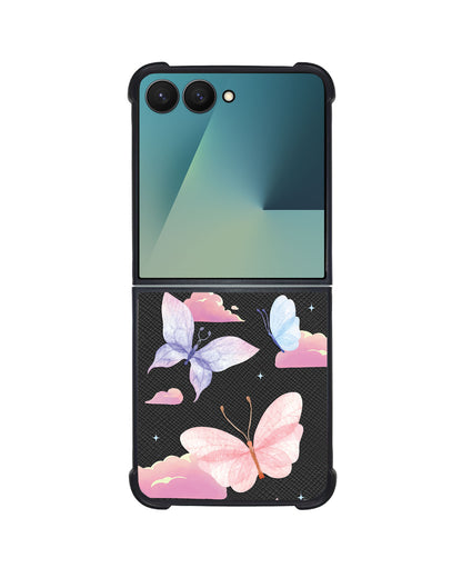 Android Flip / Fold Leather Grip - Butterfly & Clouds