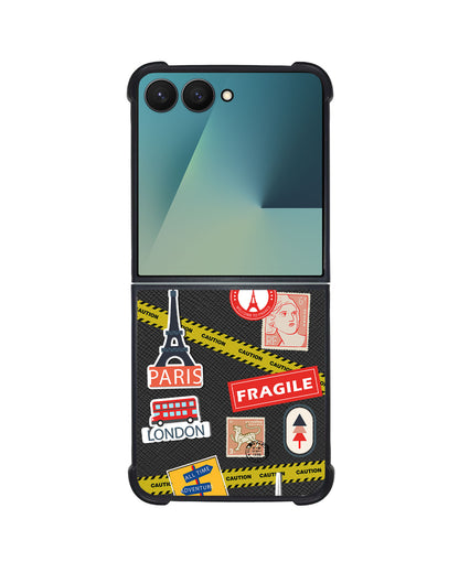 Android Flip / Fold Leather Grip - Travel Sticker