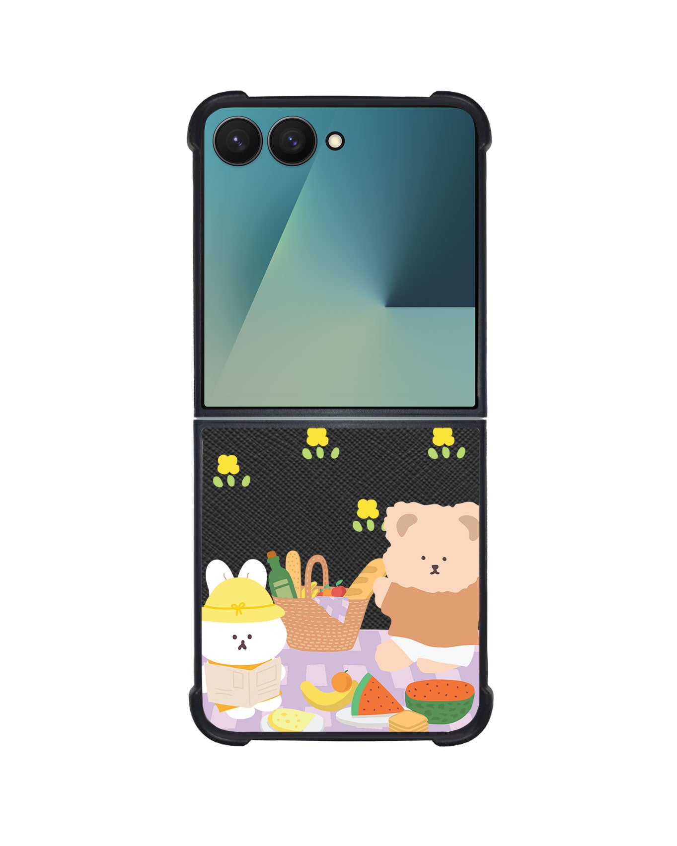 Android Flip / Fold Leather Grip - Picnic Bear Lilac