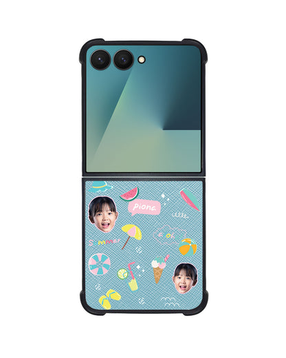 Android Flip / Fold Leather Grip - Face Grid Summer