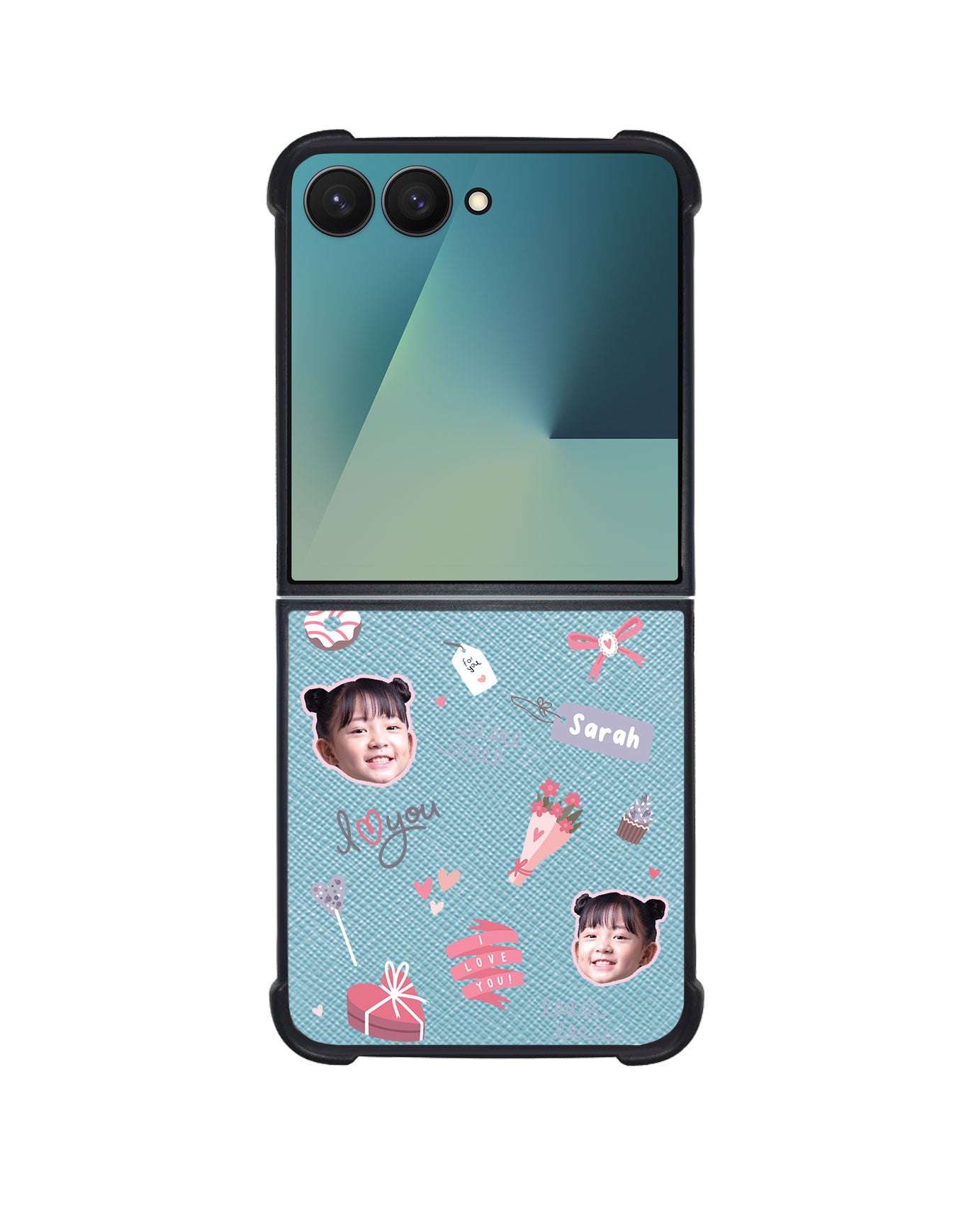 Android Flip / Fold Leather Grip - Face Grid Lovely