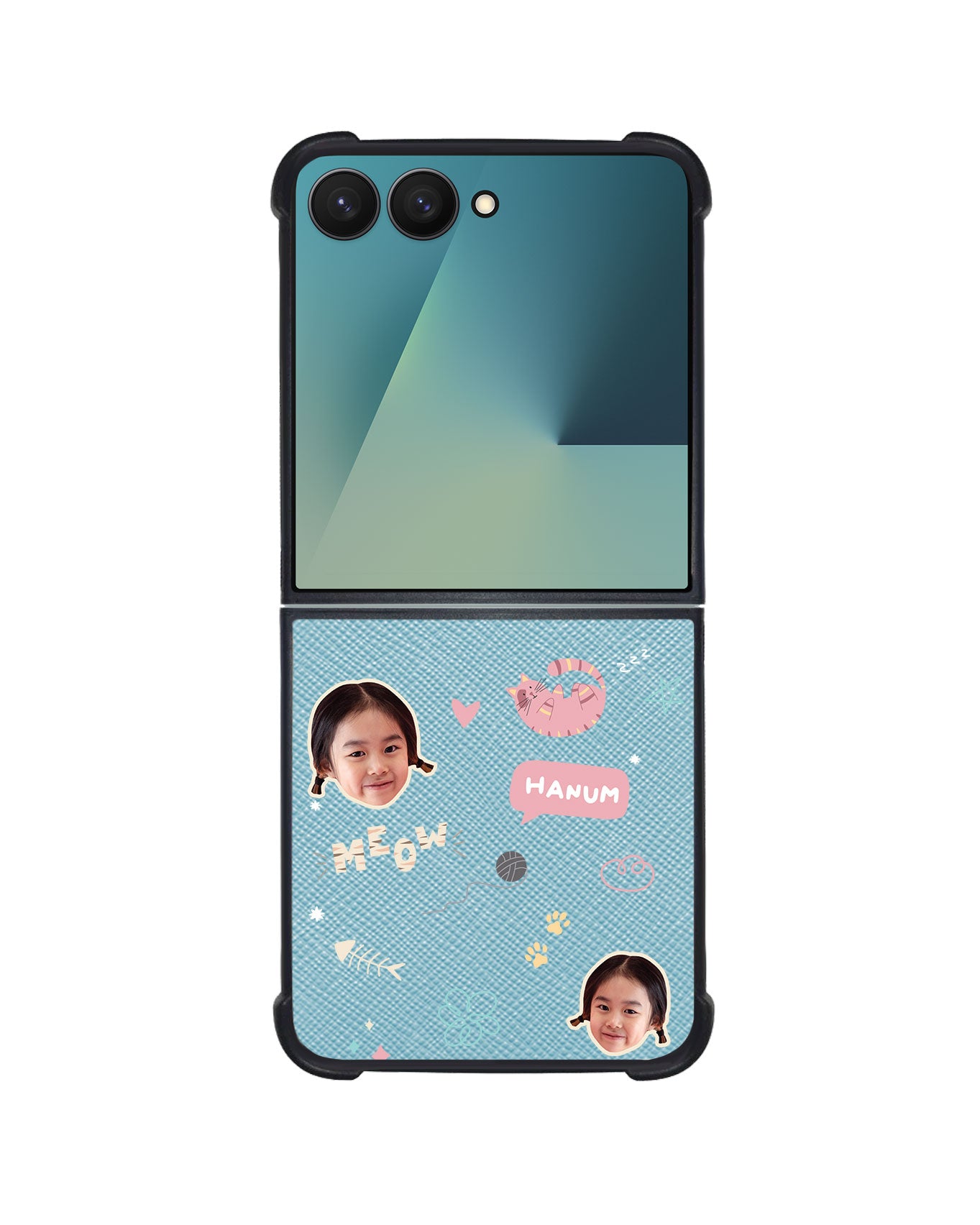 Android Flip / Fold Leather Grip - Face Grid Kitty