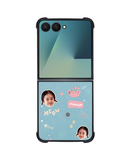 Android Flip / Fold Leather Grip - Face Grid Kitty