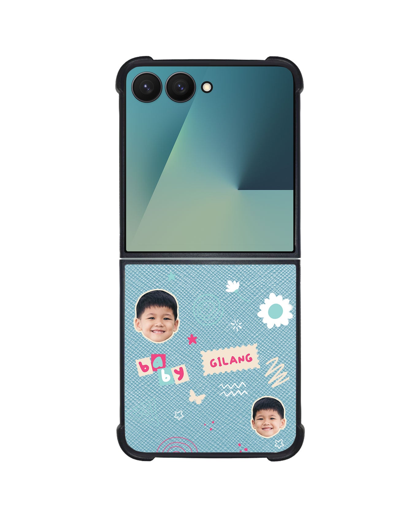 Android Flip / Fold Leather Grip - Face Grid Abstract