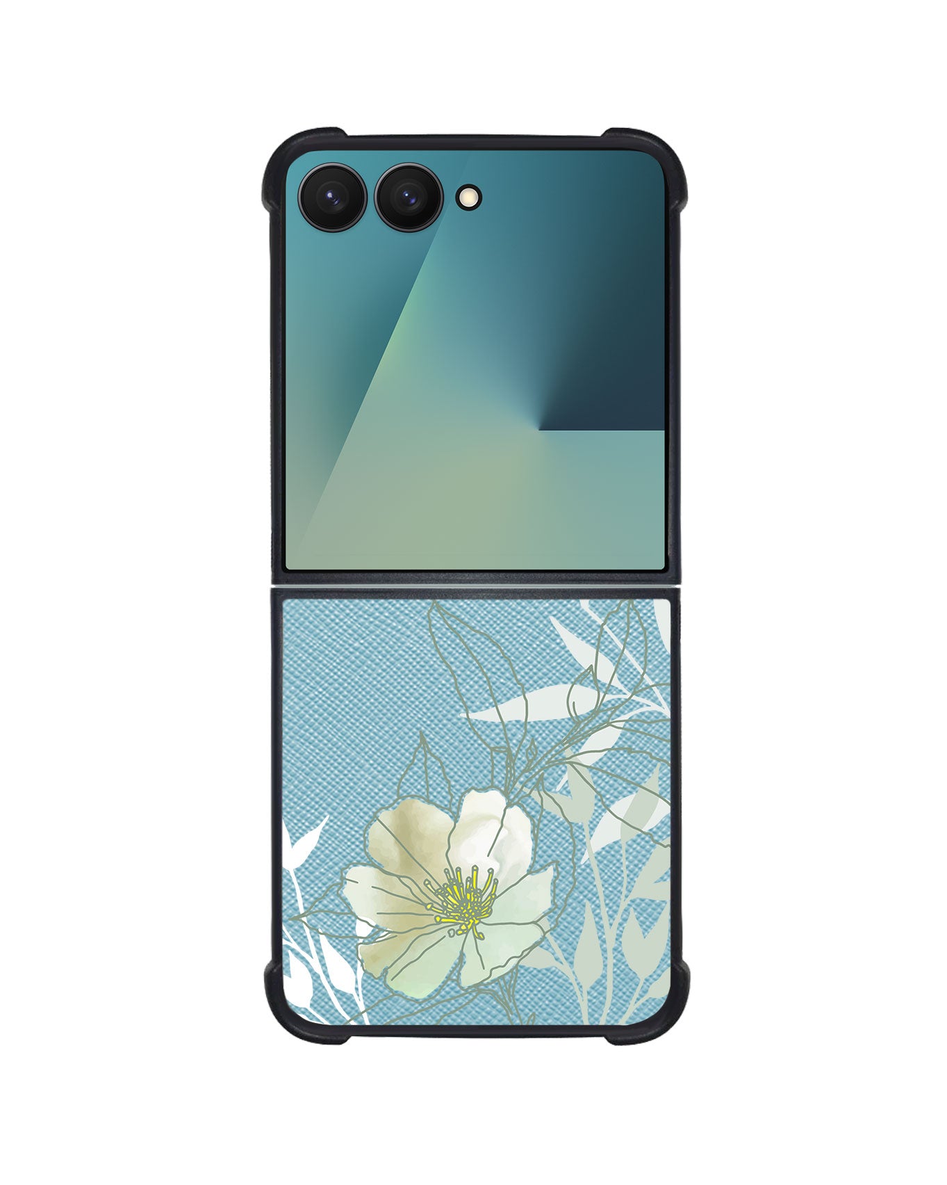 Android Flip / Fold Leather Grip - Greentmint Lily