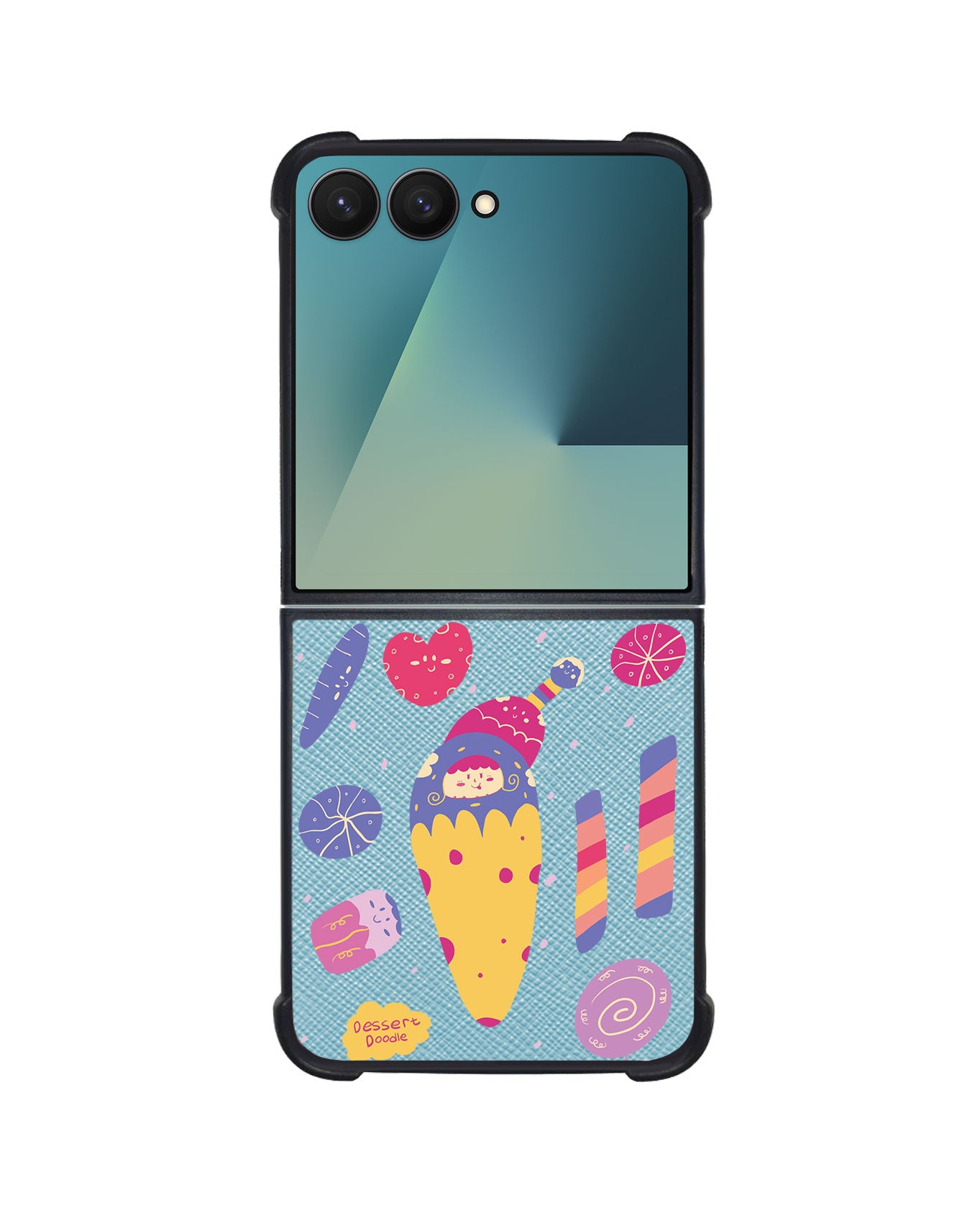 Android Flip / Fold Leather Grip - Dessert Doodle