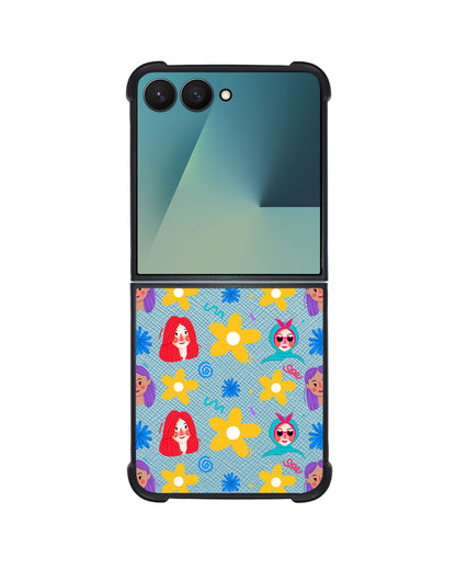 Android Flip / Fold Leather Grip - Daisy Faces