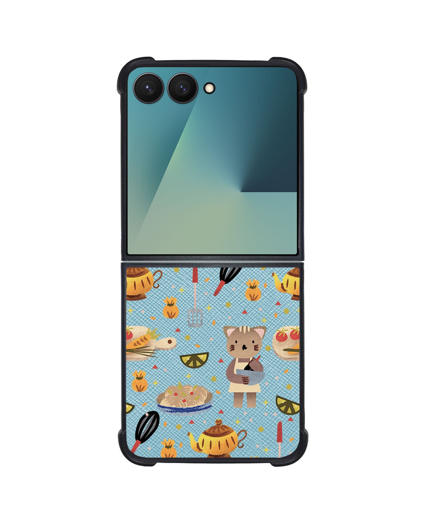 Android Flip / Fold Leather Grip - Cooking Cat