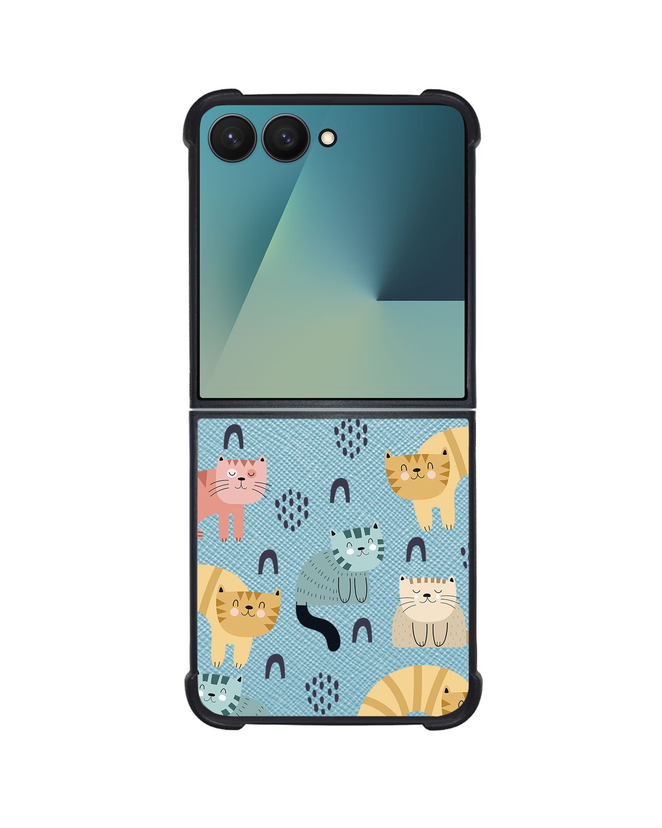 Android Flip / Fold Leather Grip - Rainbow Meow