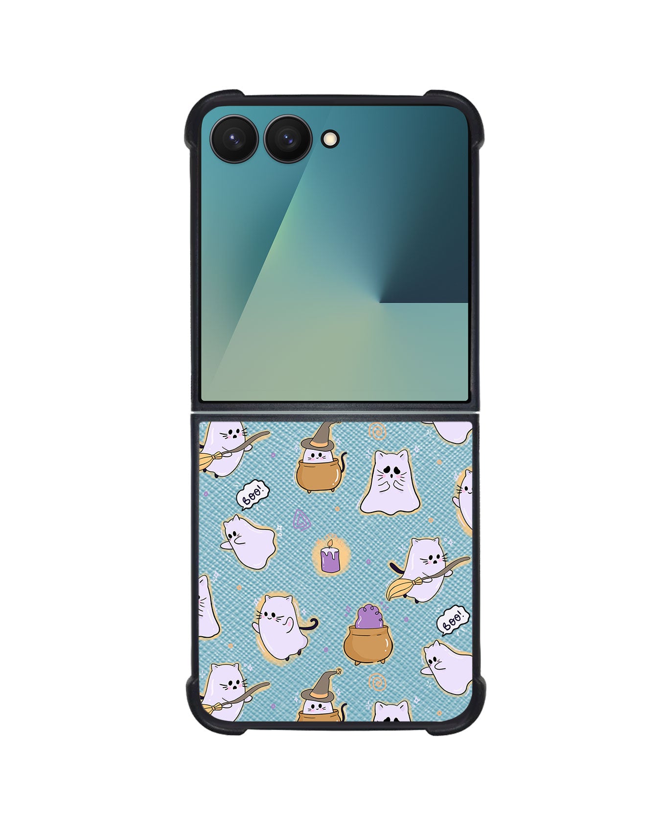 Android Flip / Fold Leather Grip - Spooky Cat