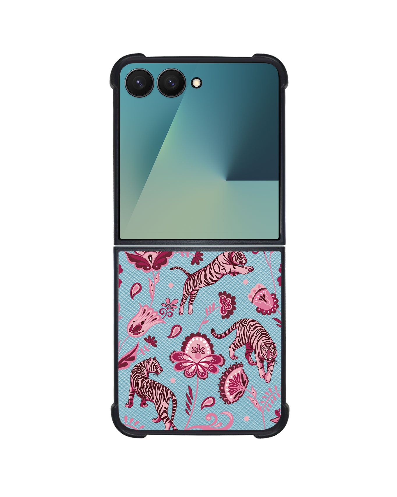 Android Flip / Fold Leather Grip - Tiger & Floral 2.0