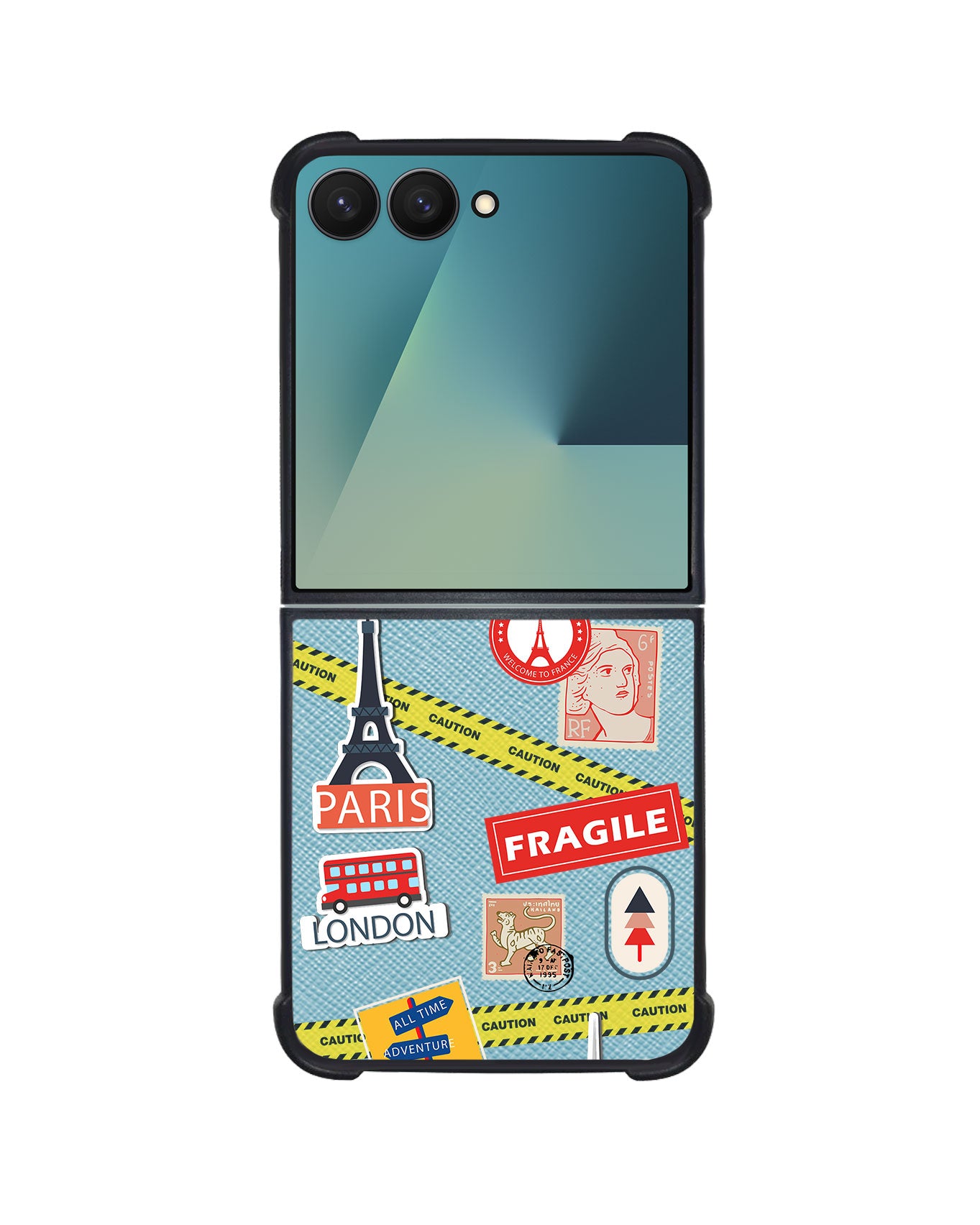 Android Flip / Fold Leather Grip - Travel Sticker