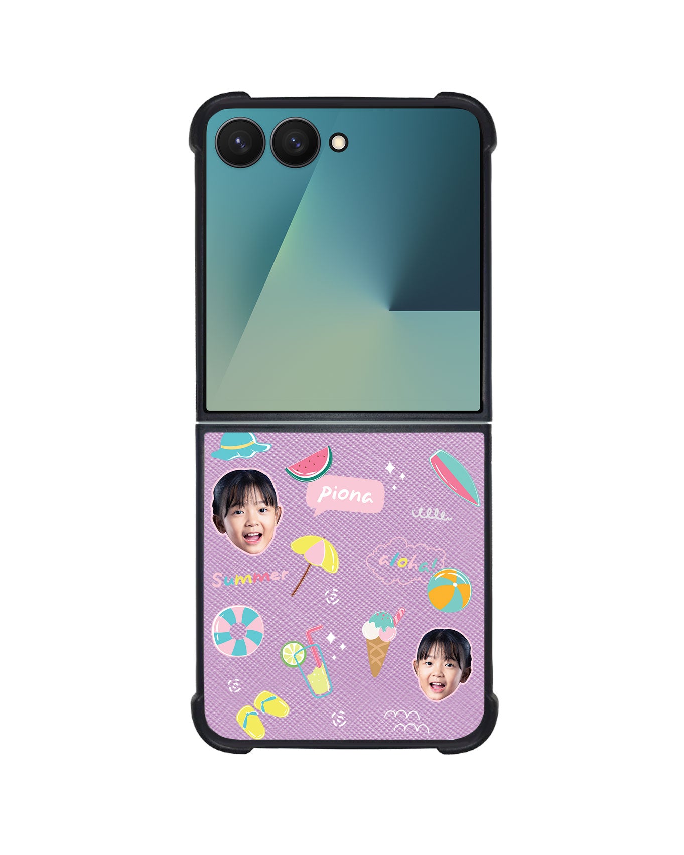 Android Flip / Fold Leather Grip - Face Grid Summer