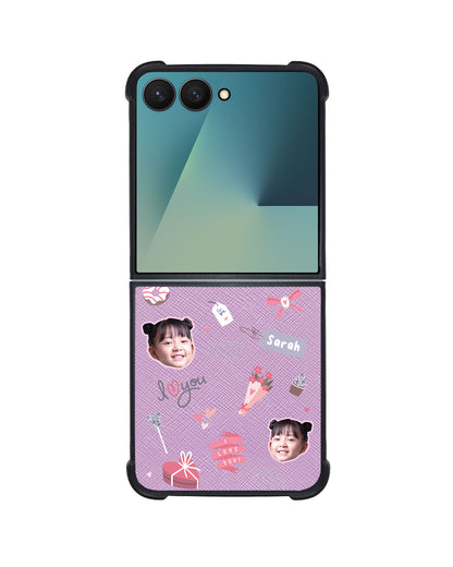 Android Flip / Fold Leather Grip - Face Grid Lovely