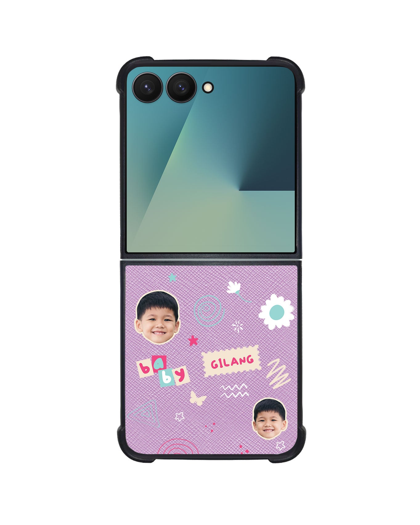 Android Flip / Fold Leather Grip - Face Grid Abstract