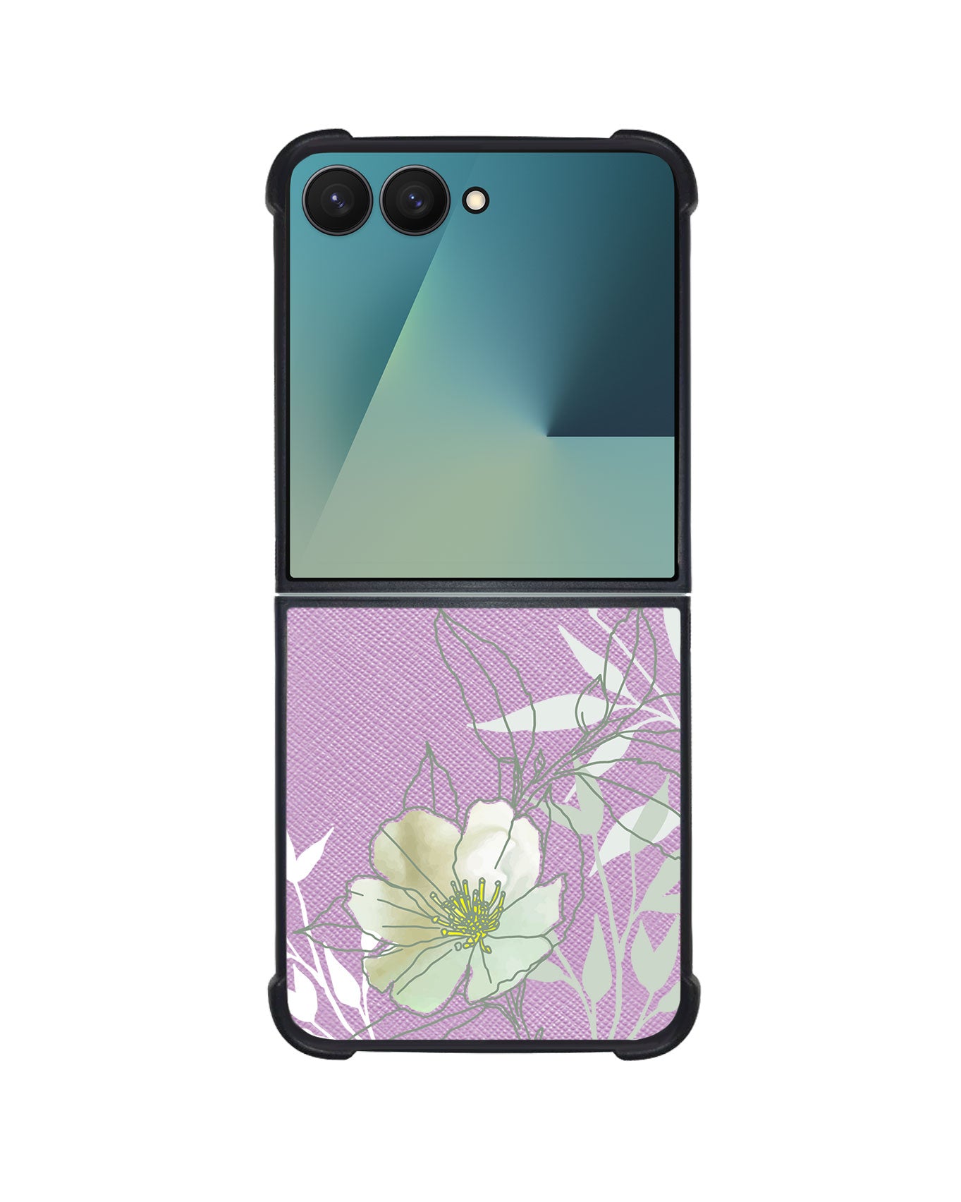 Android Flip / Fold Leather Grip - Greentmint Lily