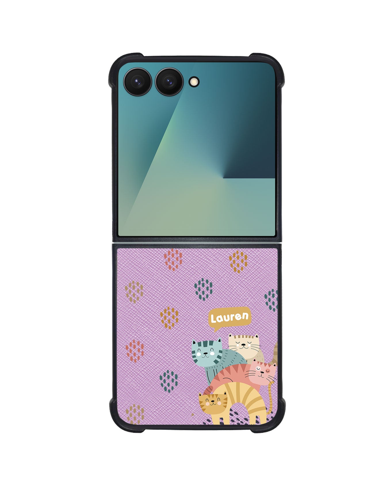 Android Flip / Fold Leather Grip - Rainbow Meow 2.0