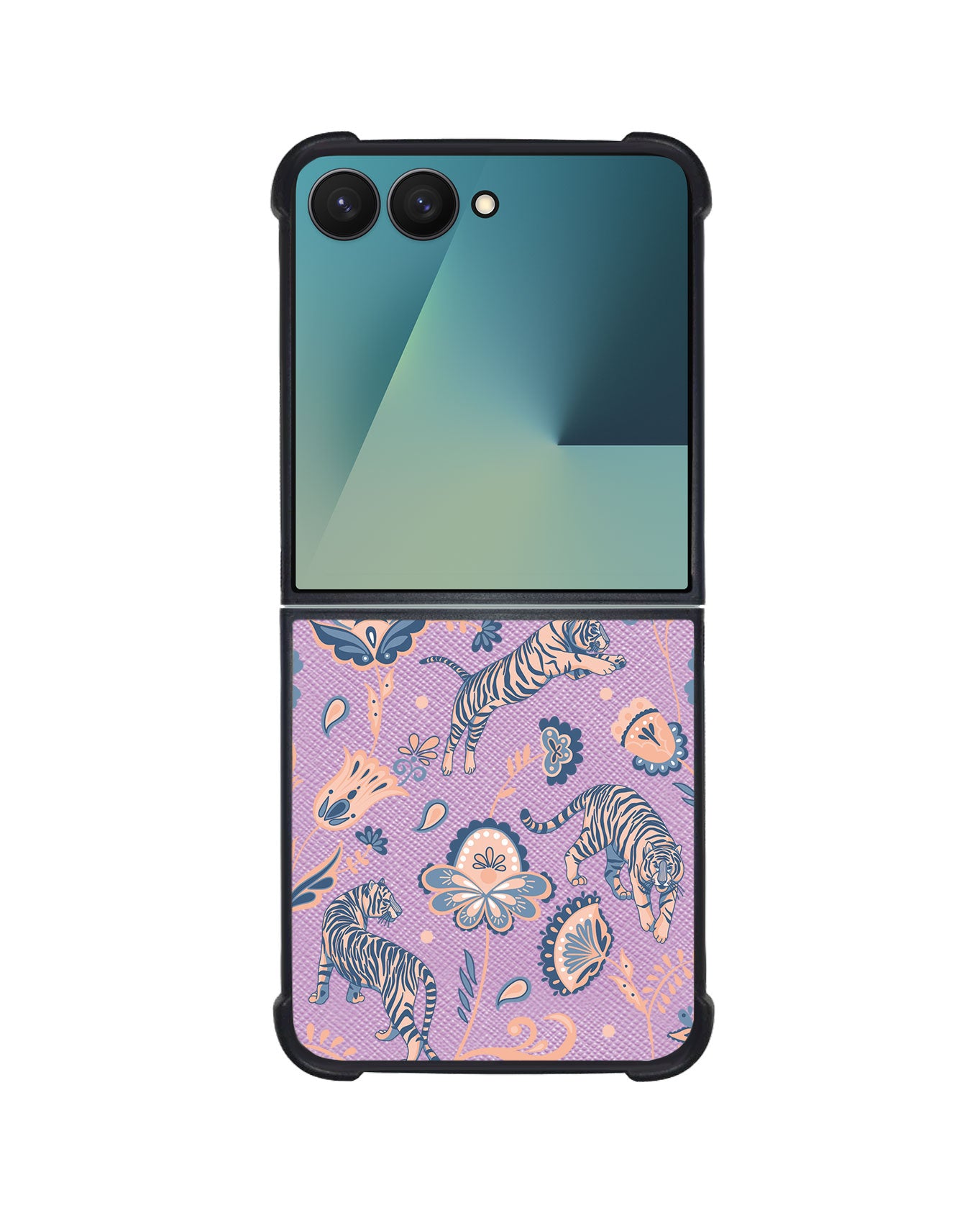 Android Flip / Fold Leather Grip - Tiger & Floral 5.0