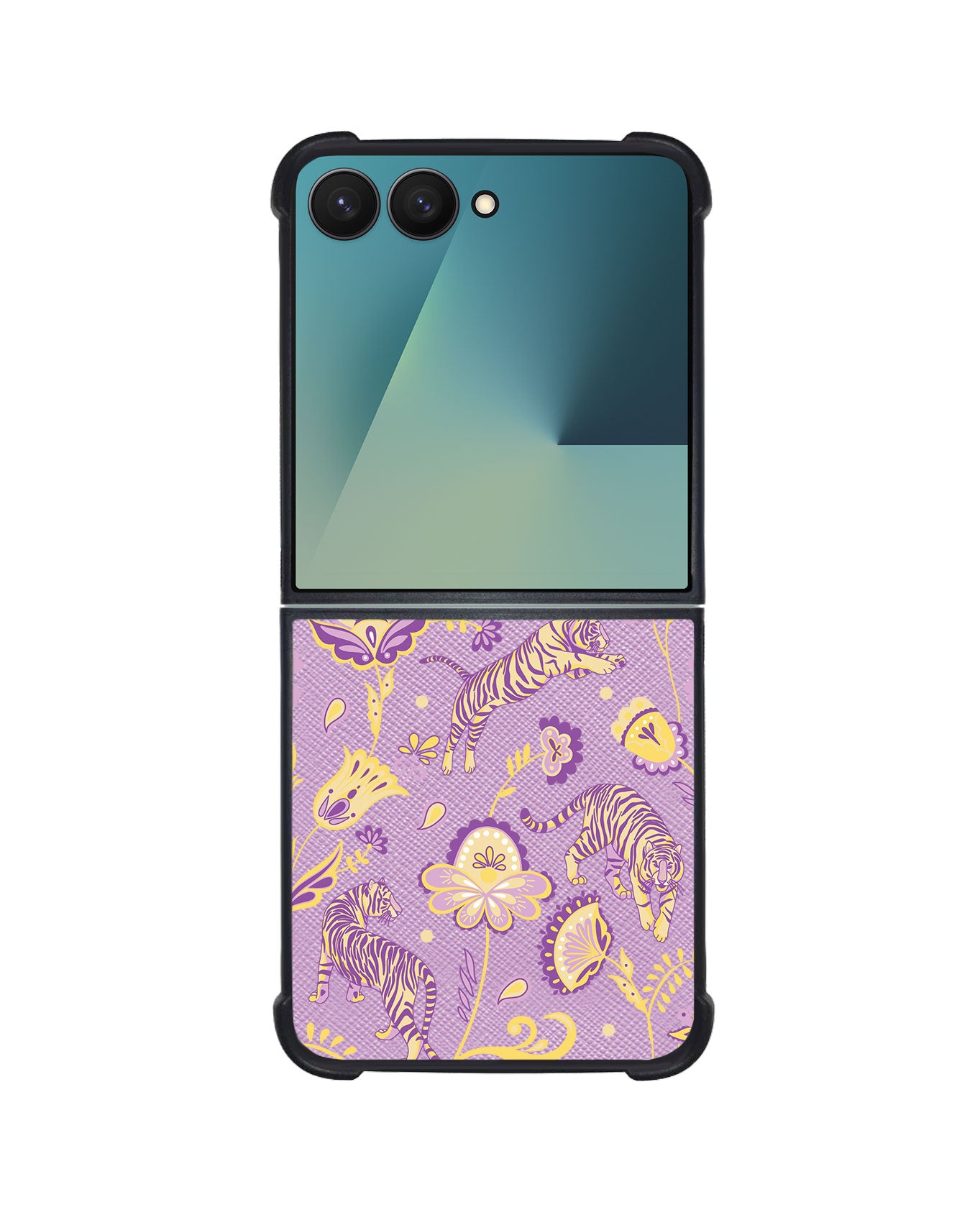 Android Flip / Fold Leather Grip - Tiger & Floral 4.0