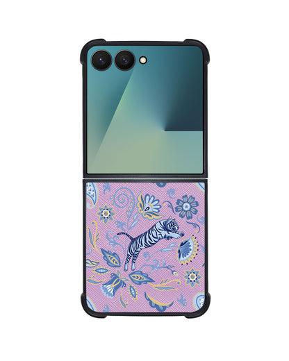 Android Flip / Fold Leather Grip - Tiger & Floral