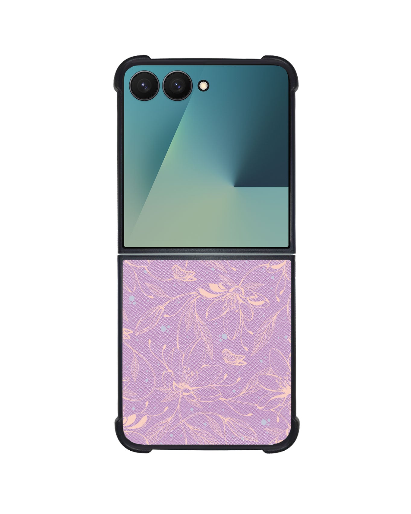 Android Flip / Fold Leather Grip - Sketchy Flower & Butterfly 1.0