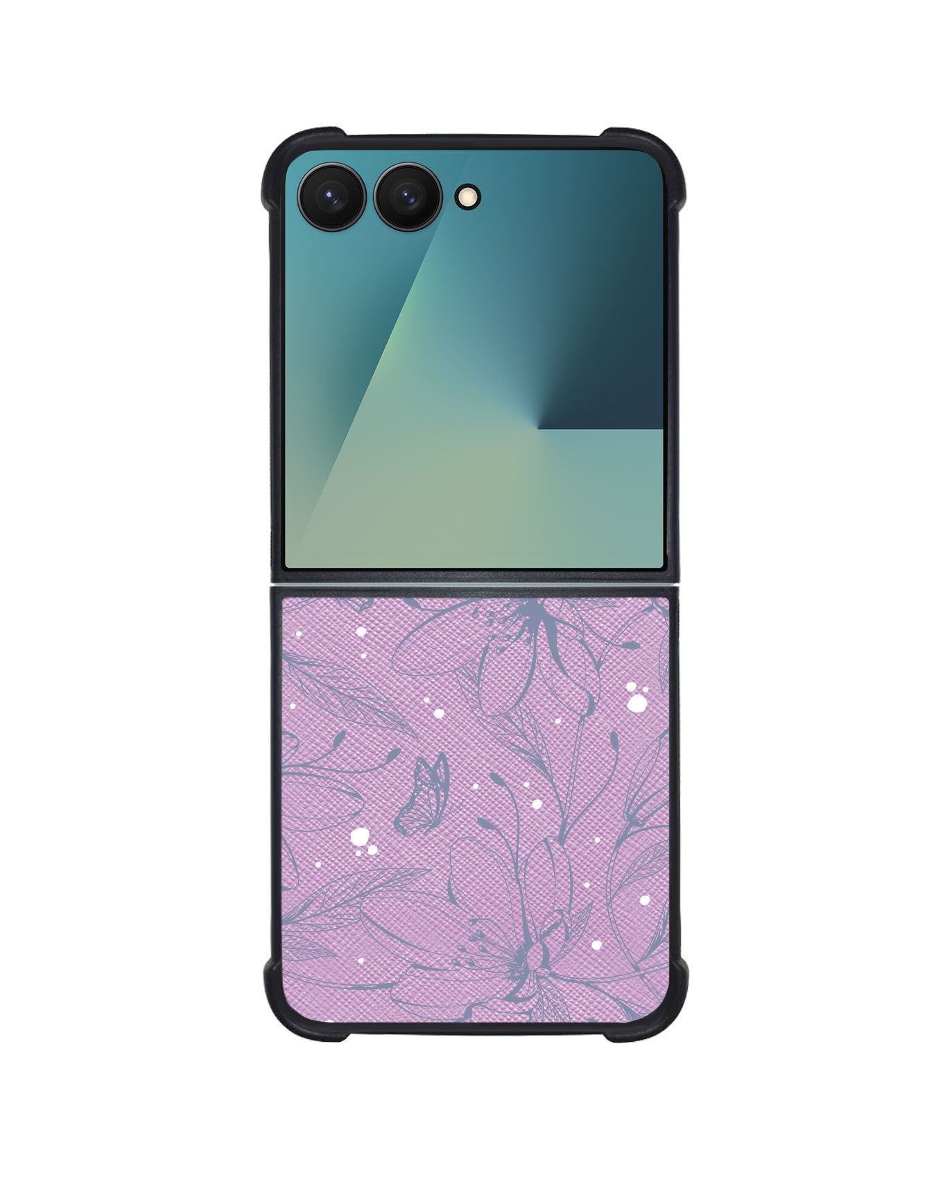 Android Flip / Fold Leather Grip - Sketchy Flower & Butterfly 2.0