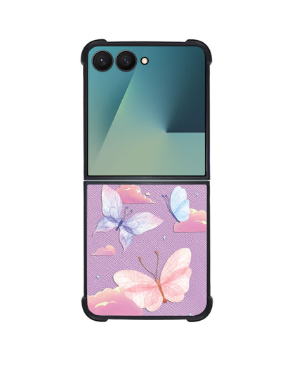 Android Flip / Fold Leather Grip - Butterfly & Clouds