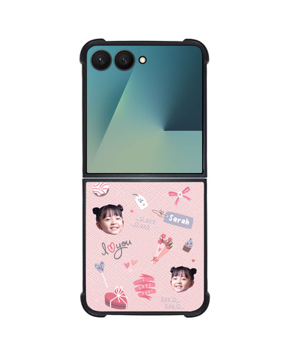 Android Flip / Fold Leather Grip - Face Grid Lovely