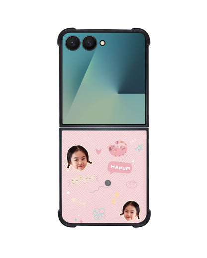 Android Flip / Fold Leather Grip - Face Grid Kitty